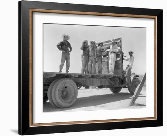 Mexican agricultural workers leave for the melon fields, Imperial Valley, California, 1935-Dorothea Lange-Framed Photographic Print