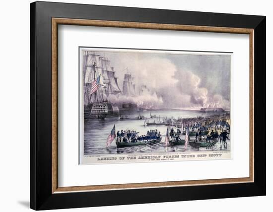 Mexican-American War, Landing of the American Forces under Gen. Scott, at Vera Cruz, March 9, 1847-Currier & Ives-Framed Photo