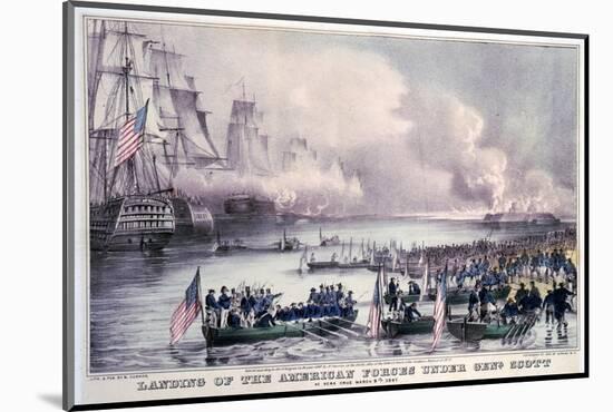 Mexican-American War, Landing of the American Forces under Gen. Scott, at Vera Cruz, March 9, 1847-Currier & Ives-Mounted Photo