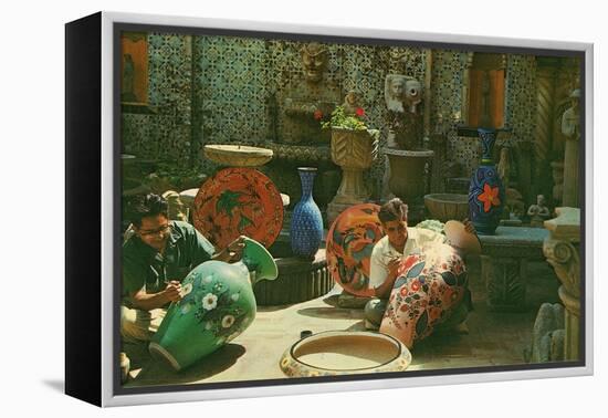 Mexican Artisans Painting Vases-null-Framed Stretched Canvas