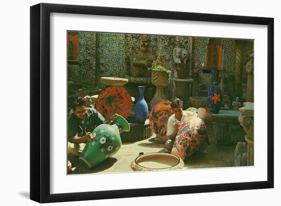 Mexican Artisans Painting Vases-null-Framed Art Print