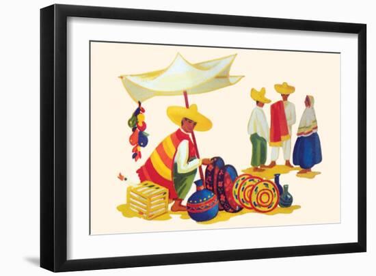 Mexican Basket Merchant-null-Framed Art Print