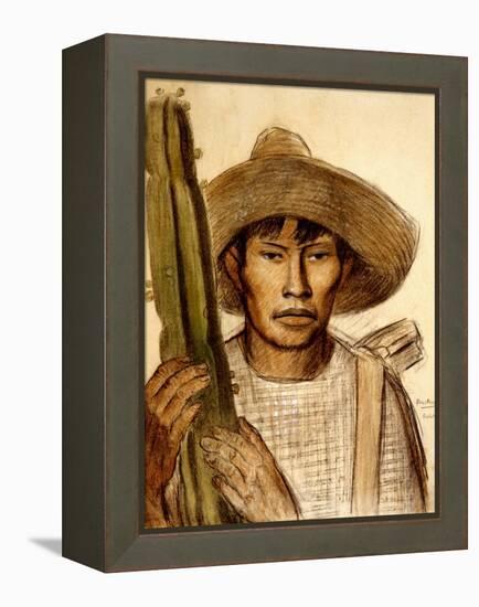 Mexican Boy with Cactus-Alfredo Ramos Martinez-Framed Stretched Canvas