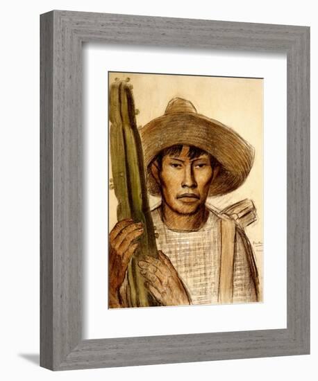 Mexican Boy with Cactus-Alfredo Ramos Martinez-Framed Art Print