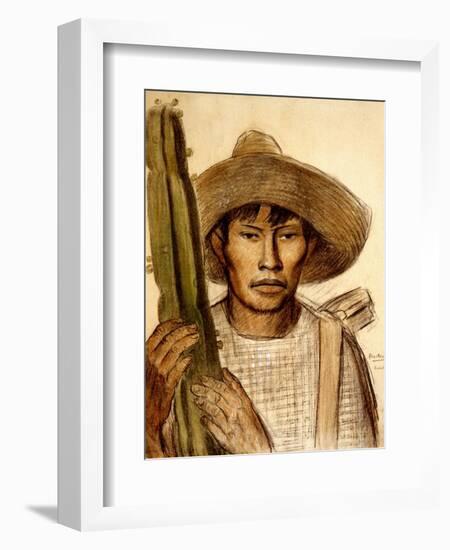 Mexican Boy with Cactus-Alfredo Ramos Martinez-Framed Art Print