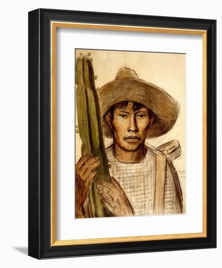 Mexican Boy with Cactus-Alfredo Ramos Martinez-Framed Art Print