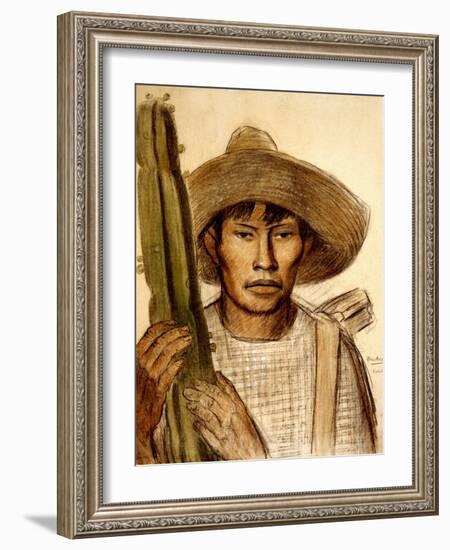 Mexican Boy with Cactus-Alfredo Ramos Martinez-Framed Art Print