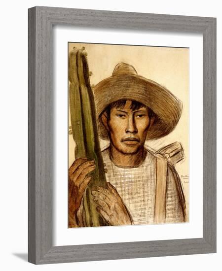 Mexican Boy with Cactus-Alfredo Ramos Martinez-Framed Art Print