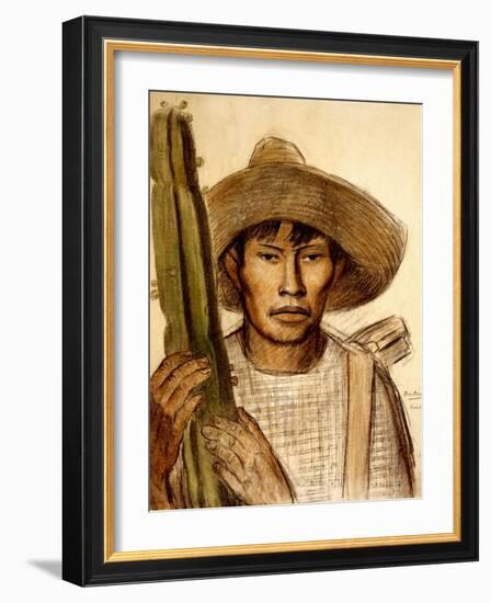 Mexican Boy with Cactus-Alfredo Ramos Martinez-Framed Art Print