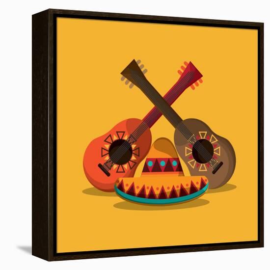 Mexican Culture Related Icons Image-Jemastock-Framed Stretched Canvas