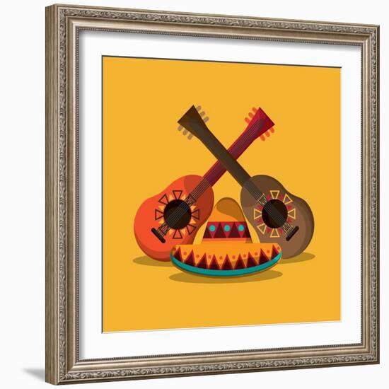 Mexican Culture Related Icons Image-Jemastock-Framed Art Print