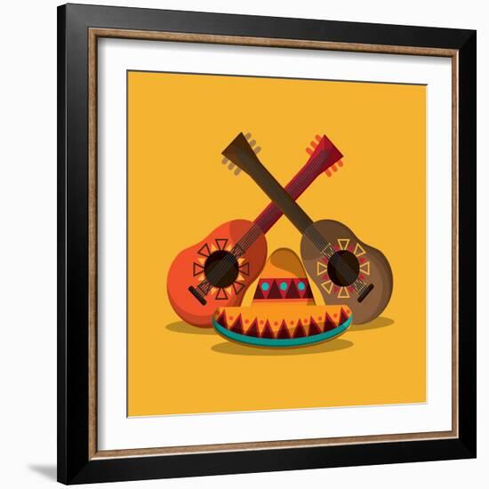 Mexican Culture Related Icons Image-Jemastock-Framed Art Print