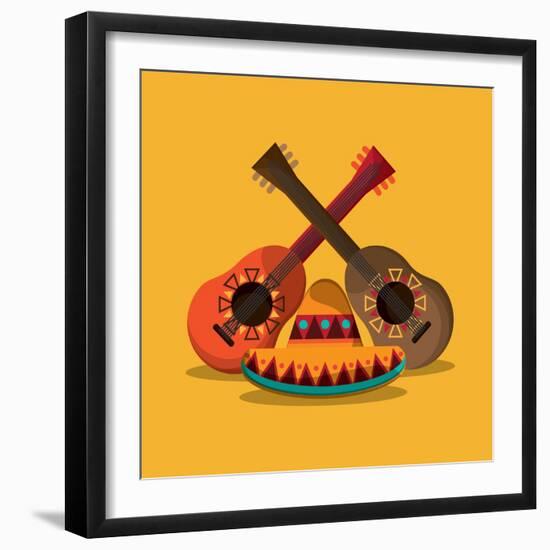 Mexican Culture Related Icons Image-Jemastock-Framed Art Print