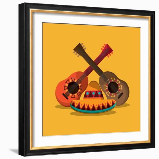 Mexican Culture Related Icons Image-Jemastock-Framed Art Print