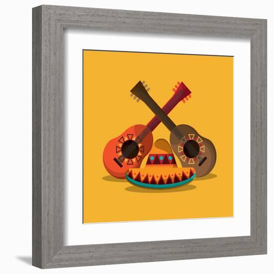 Mexican Culture Related Icons Image-Jemastock-Framed Art Print