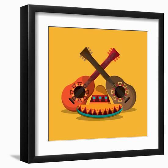 Mexican Culture Related Icons Image-Jemastock-Framed Art Print