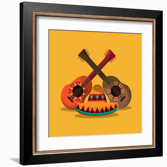 Mexican Culture Related Icons Image-Jemastock-Framed Art Print