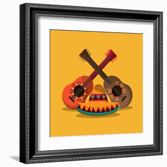 Mexican Culture Related Icons Image-Jemastock-Framed Art Print