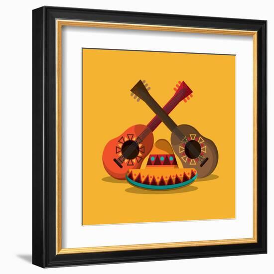 Mexican Culture Related Icons Image-Jemastock-Framed Art Print