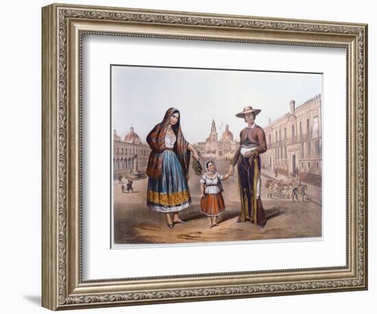 Mexican Family in Plaza Santo Domingo, Mexico City, C.1840-German School-Framed Giclee Print