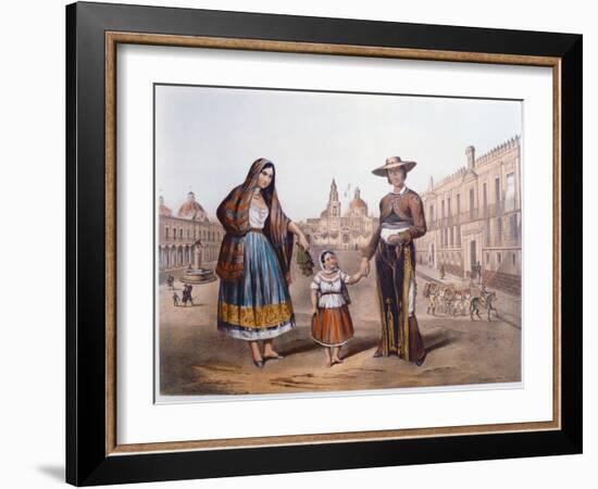 Mexican Family in Plaza Santo Domingo, Mexico City, C.1840-German School-Framed Giclee Print