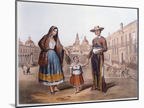 Mexican Family in Plaza Santo Domingo, Mexico City, C.1840-German School-Mounted Giclee Print