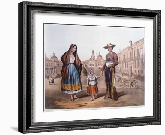 Mexican Family in Plaza Santo Domingo, Mexico City, C.1840-German School-Framed Giclee Print