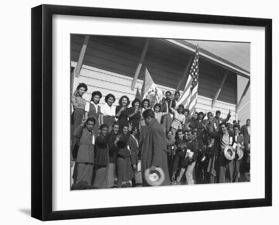 Mexican Farm Workers Arriving in Stockton, California, During WW2, May 1943-null-Framed Photo