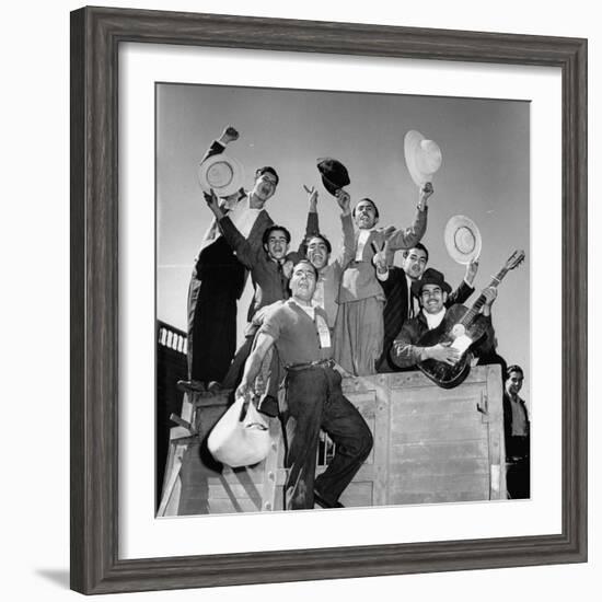 Mexican Farm Workers Riding on a Truck to Work on Us Farms-J^ R^ Eyerman-Framed Photographic Print