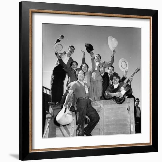 Mexican Farm Workers Riding on a Truck to Work on Us Farms-J^ R^ Eyerman-Framed Photographic Print