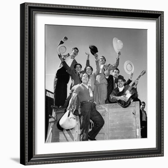 Mexican Farm Workers Riding on a Truck to Work on Us Farms-J^ R^ Eyerman-Framed Photographic Print