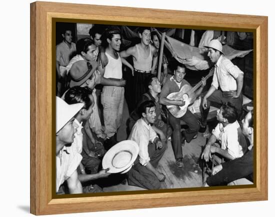 Mexican Farm Workers Singing in their Bunkhouse-null-Framed Premier Image Canvas
