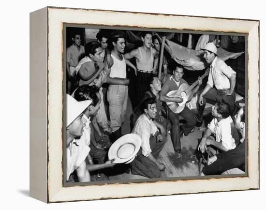 Mexican Farm Workers Singing in their Bunkhouse-null-Framed Premier Image Canvas