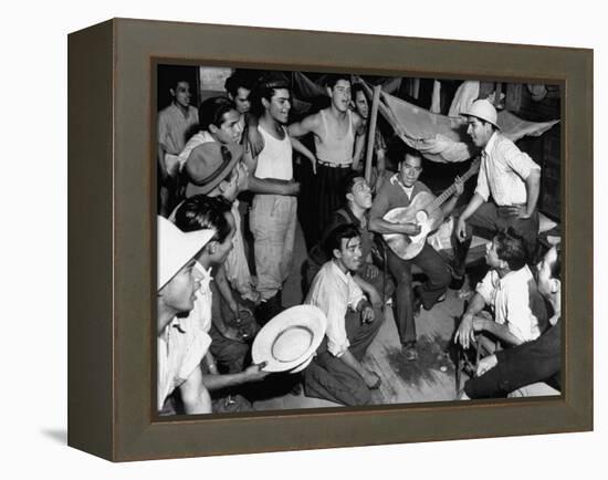 Mexican Farm Workers Singing in their Bunkhouse-null-Framed Premier Image Canvas