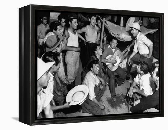 Mexican Farm Workers Singing in their Bunkhouse-null-Framed Premier Image Canvas