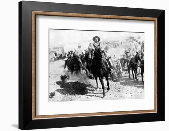 Mexican General Pancho Villa Riding with His Men after Victory at Torreon-null-Framed Photographic Print