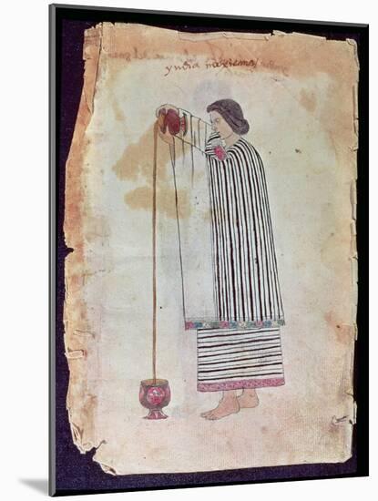 Mexican Indian Preparing Chocolate, from the Codex Tuleda, 1553-null-Mounted Giclee Print