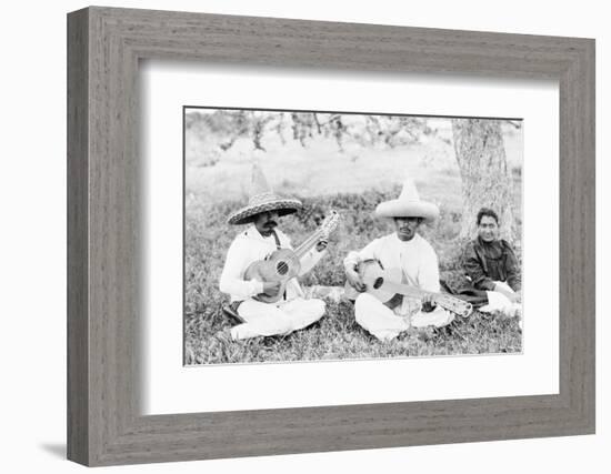 Mexican musicians playing guitars, c.1920-Hugo Brehme-Framed Photographic Print