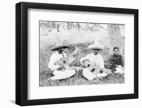 Mexican musicians playing guitars, c.1920-Hugo Brehme-Framed Photographic Print