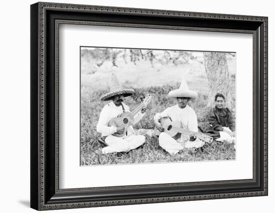 Mexican musicians playing guitars, c.1920-Hugo Brehme-Framed Photographic Print