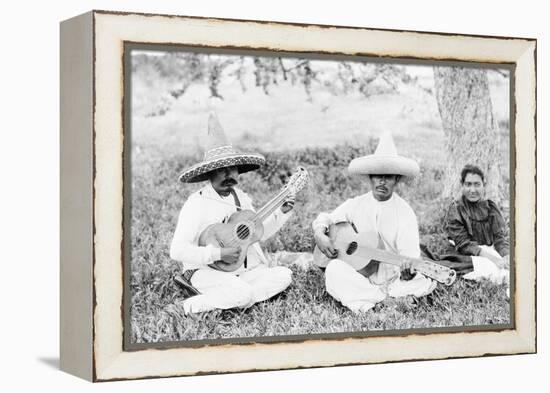 Mexican musicians playing guitars, c.1920-Hugo Brehme-Framed Premier Image Canvas