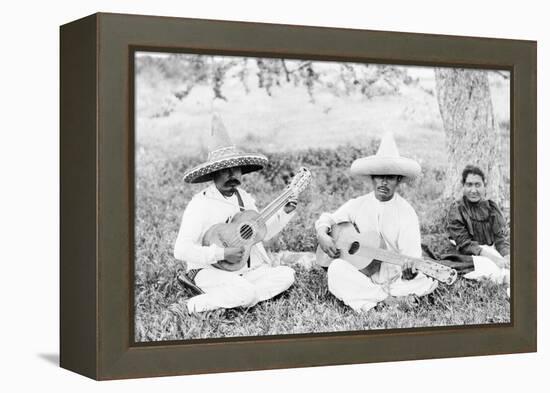 Mexican musicians playing guitars, c.1920-Hugo Brehme-Framed Premier Image Canvas