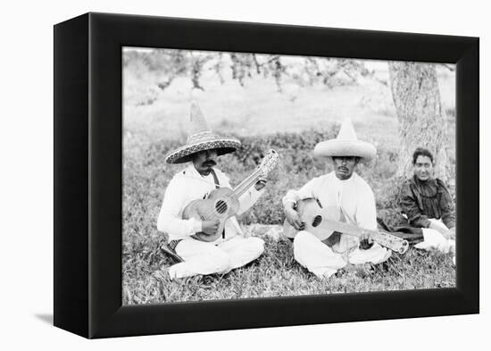 Mexican musicians playing guitars, c.1920-Hugo Brehme-Framed Premier Image Canvas