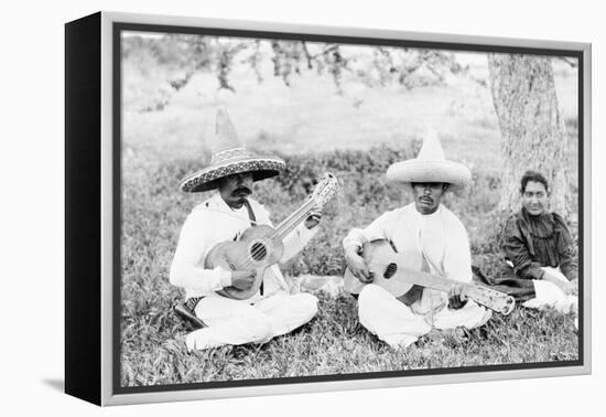 Mexican musicians playing guitars, c.1920-Hugo Brehme-Framed Premier Image Canvas