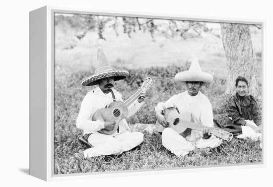 Mexican musicians playing guitars, c.1920-Hugo Brehme-Framed Premier Image Canvas