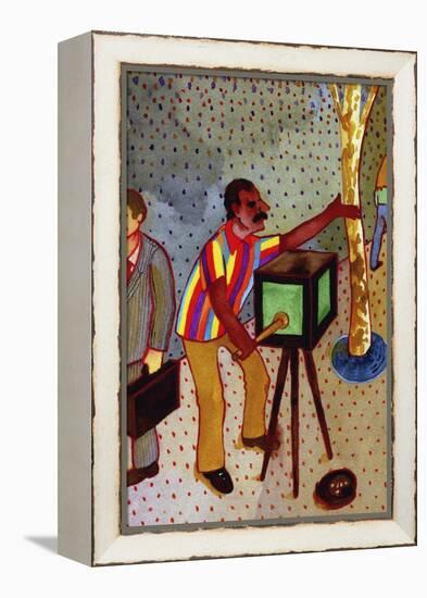 Mexican Organ Grinder-John Newcomb-Framed Premier Image Canvas