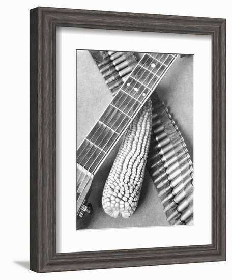 Mexican Revolution, Guitar, Corn and Ammunition Belt, Mexico City, 1927-Tina Modotti-Framed Giclee Print