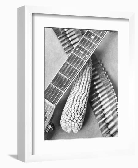 Mexican Revolution, Guitar, Corn and Ammunition Belt, Mexico City, 1927-Tina Modotti-Framed Giclee Print