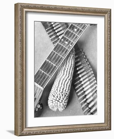 Mexican Revolution, Guitar, Corn and Ammunition Belt, Mexico City, 1927-Tina Modotti-Framed Giclee Print