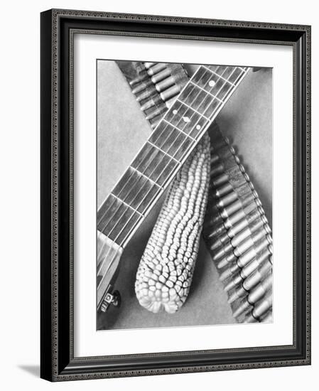 Mexican Revolution, Guitar, Corn and Ammunition Belt, Mexico City, 1927-Tina Modotti-Framed Giclee Print